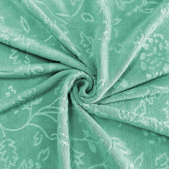 JML Large Bath Towels Set, 2 Pack, 30" x 60", Microfiber Body Towels for Adult, Oversized, Soft, Absorbent, Fast Drying for Shower Sauna Yoga Swimming Sport Fitness Gym Pool (Green-Floral Embossed)