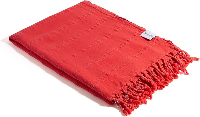 InfuseZen Stonewashed Turkish Bath & Beach Towel –100% Organic Turkish Cotton - Soft, Lightweight, Absorbent - Quick Dry, Sand Free - Swim, Pool, Shower, Travel - Peshtemal, Hammam Spa Towel - Coral