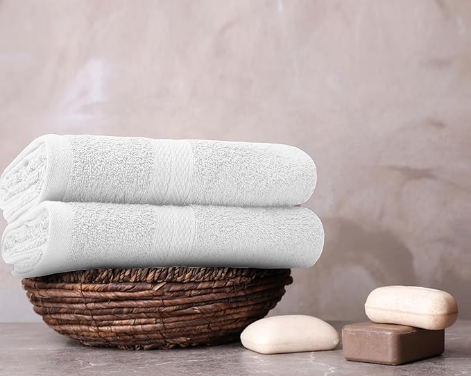 Avalon Towels Bath Towels for Bathroom 100% Cotton White Bathroom Towels Pack of 12 (24x48 inches) - Quick Drying Bath Towels Set Small, Light Weight & Absorbent Perfect Gym & Pool Towel Set