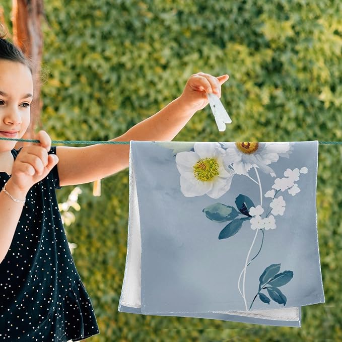 Blue White Floral Botanical Hand Towels for Bathroom Set of 2,Vintage Watercolor Navy Flower Leaf Decorative Bathroom Towels for Bath,Face,Hair,Soft Absorbent Dish Towels for Kitchen 28"x14"