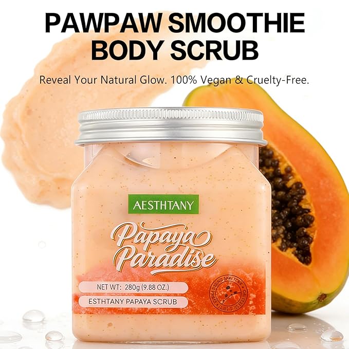 pawpaw Body Scrub & Body Scrub Moisturizing and Exfoliating Body, Face, Hand, Foot Scrub,Deep Cleansing (280g, pawpaw)