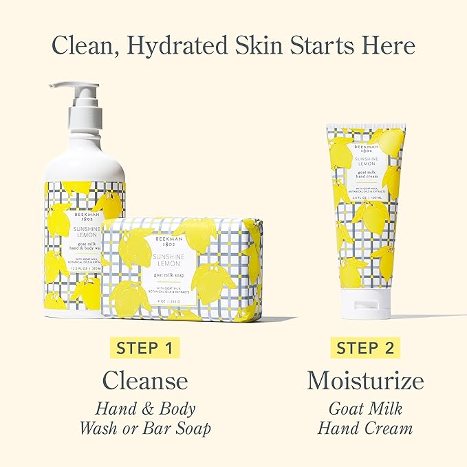 Beekman 1802 Goat Milk Hand Cream – Sunshine Lemon – Scented – 2 oz – Moisturizing Hand Lotion for Dry Skin – Non-Greasy – Sensitive Skin Safe – Cruelty Free