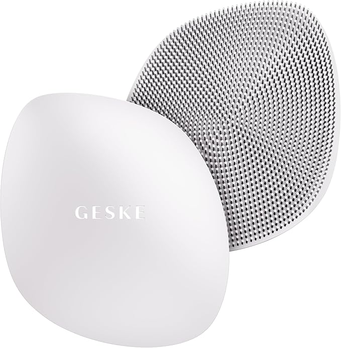 GESKE SmartAppGuided™ Facial Brush | 4 in 1 | Professional Facial Cleansing Brush | Skin Cleansing Silicone Facial Brush | Routine Skincare | Gentle Cleansing | Facial Cleanser