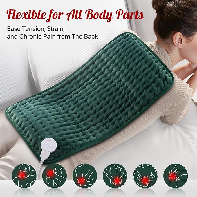 Heating Pad for Back Neck Shoulder Pain Relief and Period Cramps, Large Heating Pads for Women Legs Knee Feet Stomach and Hip with Timer, Machine Washable Heat Pad, Gifts for Women Mom Her Men Dad Him