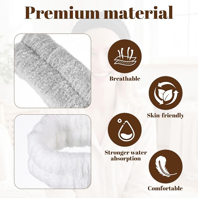 3PCS Skin Care Headband, Spa Headbands Makeup Head Band Headband for Washing Face Fluffy Hair Bands for Women Men