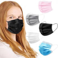100Pcs 5 Color Disposable Face Mask, 3 Ply Breathable Masks with Soft Elastic Ear loops