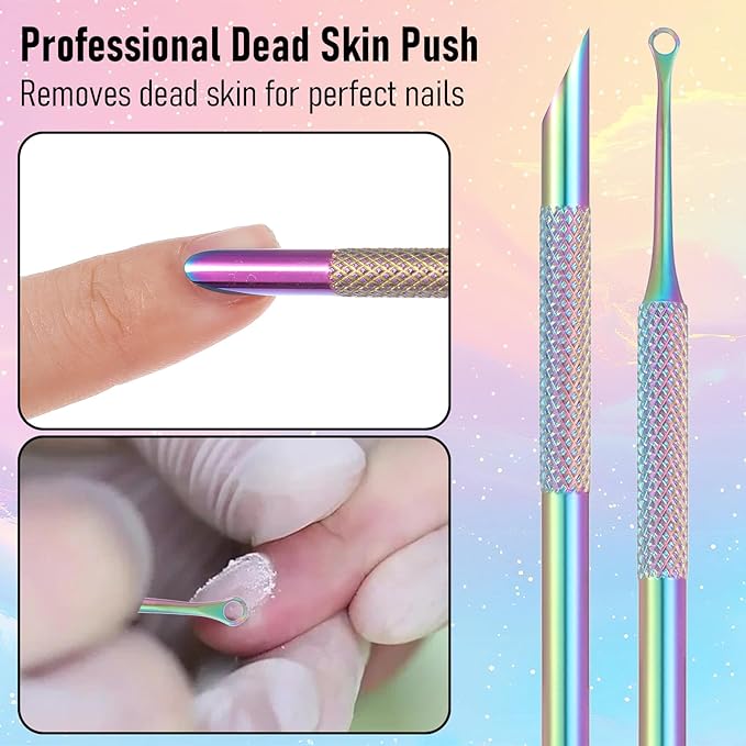 2 Pcs Cuticle Trimmer, Cuticle Remover Pusher Double head Nail Tool with Loop Remover Pusher Manicure Kit for Professional Manicurists Home Salon Lottery Ticket Scratcher Nail Care Sets