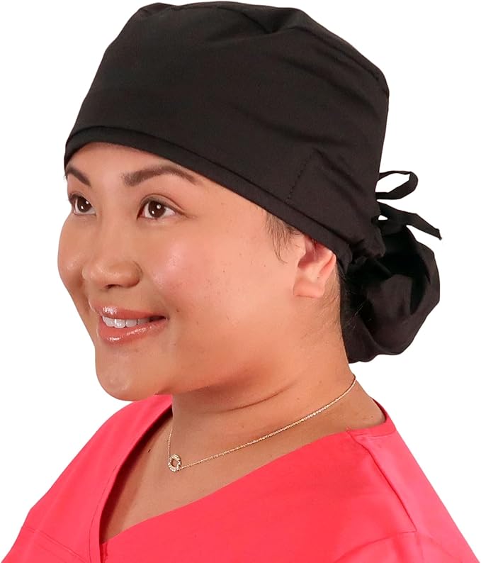 Sparkling EARTH Big Hair Ponytail Classic Surgical Style Scrub Working Cap - Made in The USA!!!