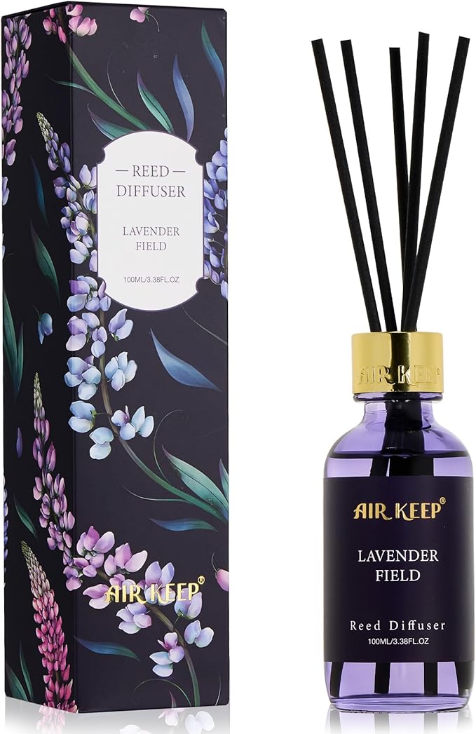 Airkeep Reed Diffuser Set, 3.38 fl oz (100 ml) - Cirtus Verbena Oil Diffusers with 8 Reed Sticks, Home Fragrance Reed Diffuser for Bathroom Shelf Decor