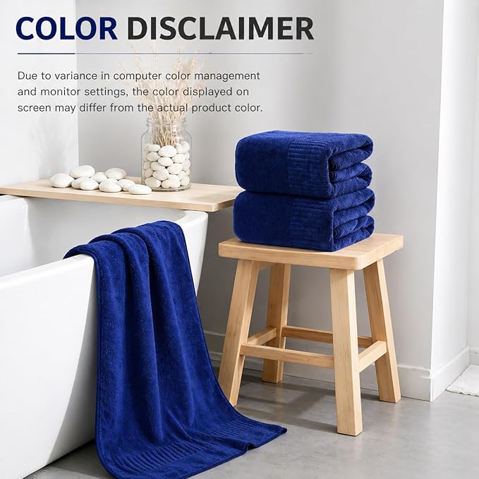 SEISSO 4 Pack Extra Large Bath Towels 63"x35", Bath Sheets for Sensitive Skin 70% Polyester 30% Viscose Fiber from Bamboo, Super Soft, Highly Absorbent & Quick Dry, Oversized Shower Towels