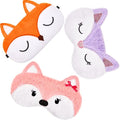 Haysandy 3 Pieces Sleep Mask for Kids Girls Cute Cat Sleeping Eye Cover Soft Mask Comfortable Funny Animal Night Eye Blindfold Cover for Kids Girls Women Home Travel(Fox)