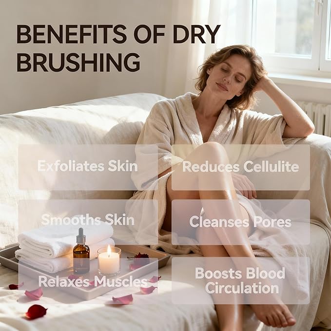 SURDOCA Dry Brushing Body Brush for Lymphatic Drainage, Wet & Dry Body Scrubber, Natural Exfoliating Brush, Blue