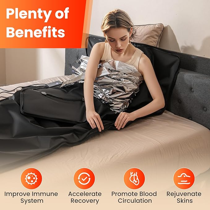 ARLIME Infrared Sauna Blanket, Portable Full-Body Home Sauna Blanket, Wraps, 90-180°F Temp Range, 30-90Min Timer, Carry Bag, 6 ft x 3 ft (Without Sleeves)