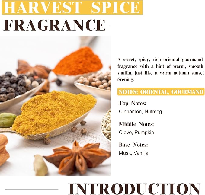 EUQEE Harvest Spice Fragrance Oil, Premium Fragrance Essential Oils for Soap Candle Making, Diffusers, DIY Bath Bombs - 2.02 Fl oz/ 60ml