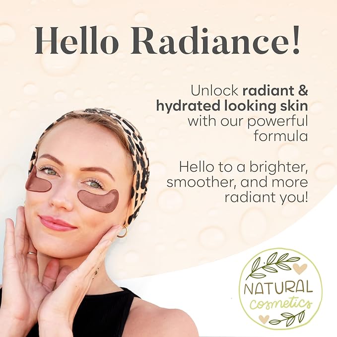 BLOOMORA Caffeine Under Eye Patches (20 Pairs) - Dark Circles & Puffiness Care - Hydrating Caffeine Eye Mask