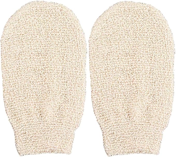 2 Pcs Exfoliating Gloves, Bath Shower Gloves Mitts Bamboo Fiber Bath Body Cleaning Cloth Sponges for Exfoliating and Body Scrubber