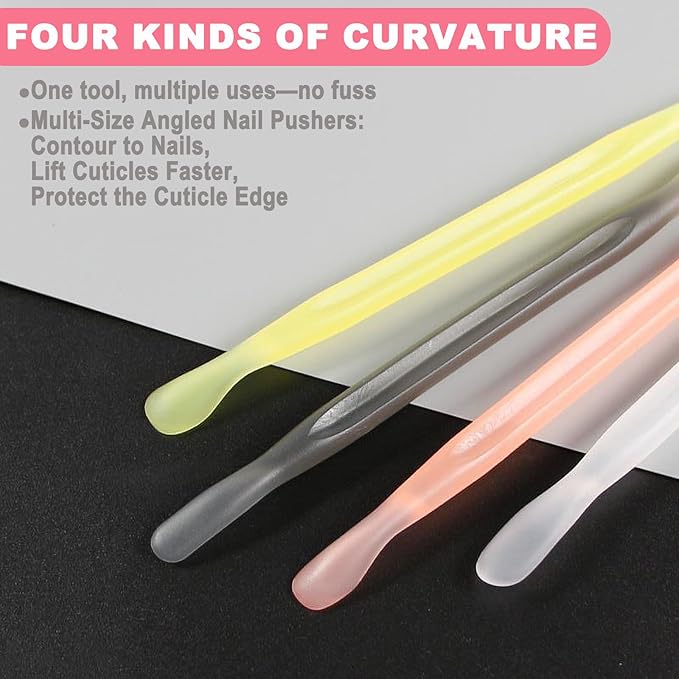 2Pcs Plastic Cuticle Pusher, Dual-end Dead Skin Nail Pusher, Gentle Plastic Pusher, Gel Polish Remover Tool, Manicure and Pedicure Tool, Rose Red