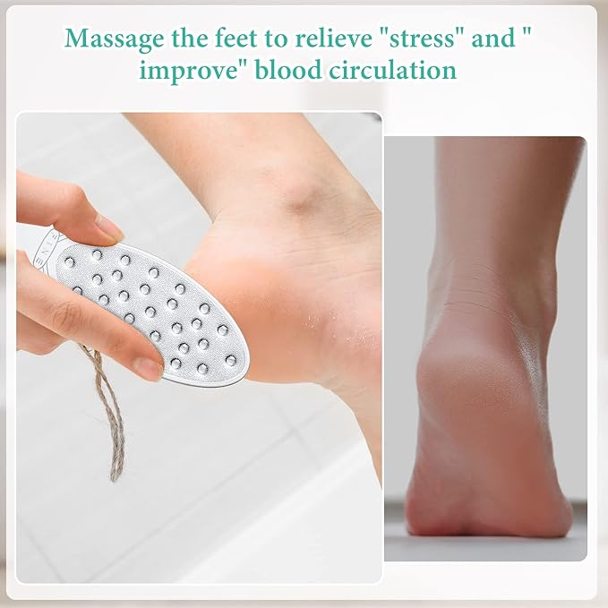 2 Pcs Stainless Steel Foot File Callus Remover Double Sided Metal Foot Rasp Scrubber for Wet or Dry Skin Professional Pedicure Tool for Hard Skin & Cracked Heels, Easy to Clean (Classic Style)