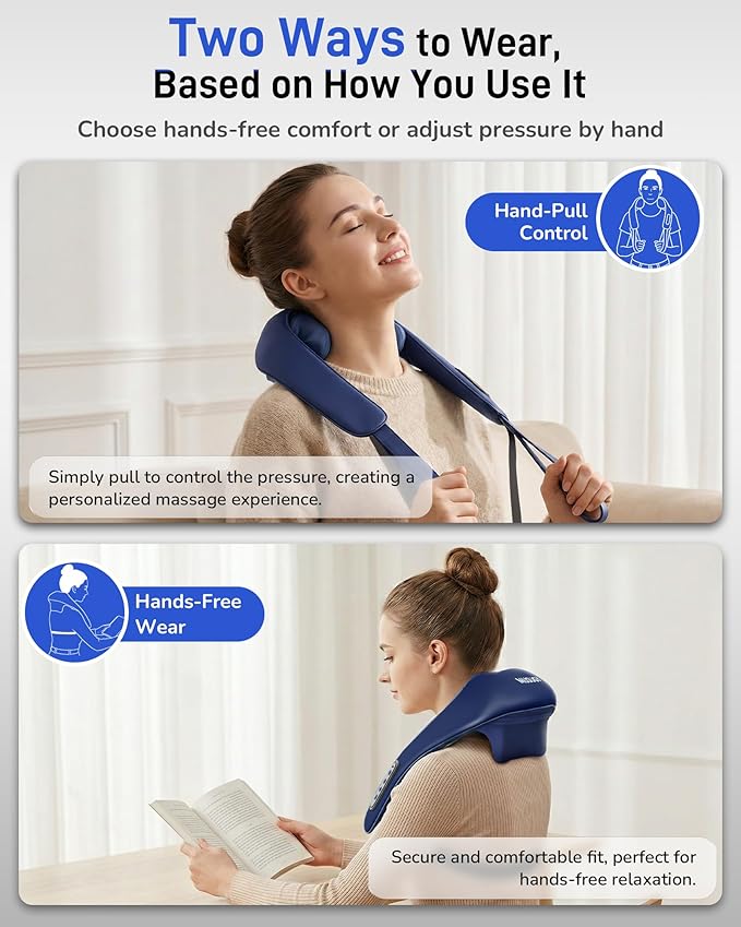 Neck Massager with Heat : Cordless Neck and Shoulder Massager for Pain Relief Deep Tissue - 3 Modes, 2 Intensity & 2 Heat, Daily Comfort for Desk Workers, At-Home Use, Women, Men