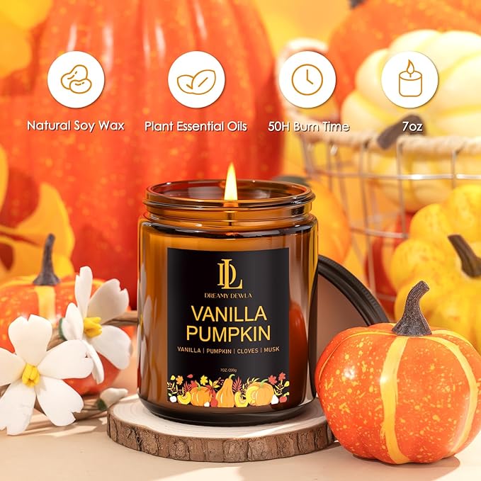 Fall Candles, 6 Pack Soy Candle Set, Scented Candles for Home, Holiday Candle for Women Men, Scents of Sugar Cookies/Vanilla Pumpkin/Cinnamon Clove/Apple Pie/Harvest Spice/Fall Party