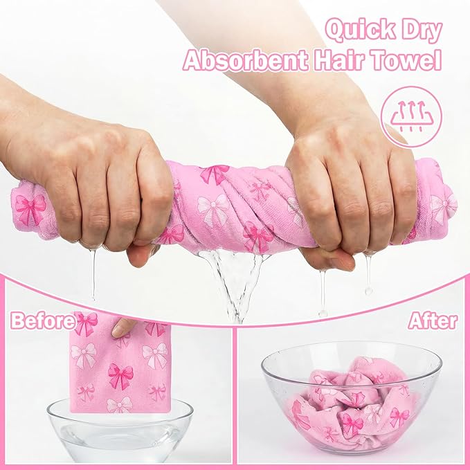 Microfiber Hair Towel Wrap for Kids Hair Drying Towel Wrap with Button 2 Pack Wet Hair Towel Wrap Head Towels Wrap for Girls