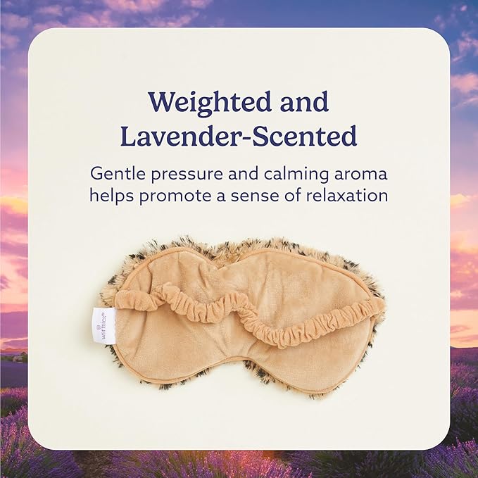 warmies Microwavable Eye Mask for Warmth & Comfort - Heating & Cooling Compress for Calming Relaxation - Weighted & Heated Eye Mask with Scented Lavender for Sleeping - Leopard