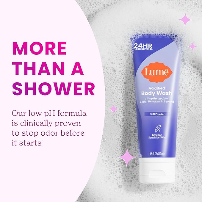 Lume Acidified Body Wash - 24 Hour Odor Control - Removes Odor Better than Soap - Hydrating Formula - Formulated Without SLS or Parabens - Safe For Sensitive Skin - 8.5 ounce (Soft Powder)