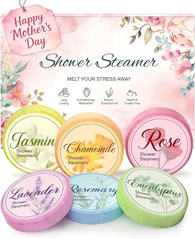 Mothers Day Gifts for Mom Wife Aunt: 6 Pack Shower Steamers Aromatherapy, Spa with Essential Oils Relaxation, Birthday Gift for Women Teens Girls Friend Girlfriend Grandma Sister Daughter
