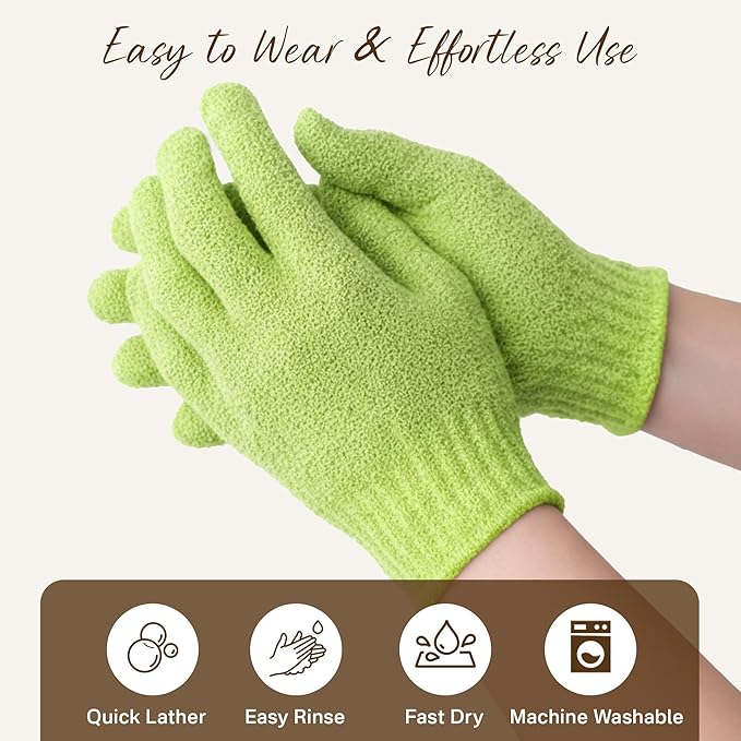 4 Pairs Exfoliating Gloves for Shower, Shower Gloves, Body Scrubber, Korean Exfoliating Mitt Body Scrubber, Microfiber Bath Gloves, Exfoliate Sponge Loofah Wash, Shower Scrubber