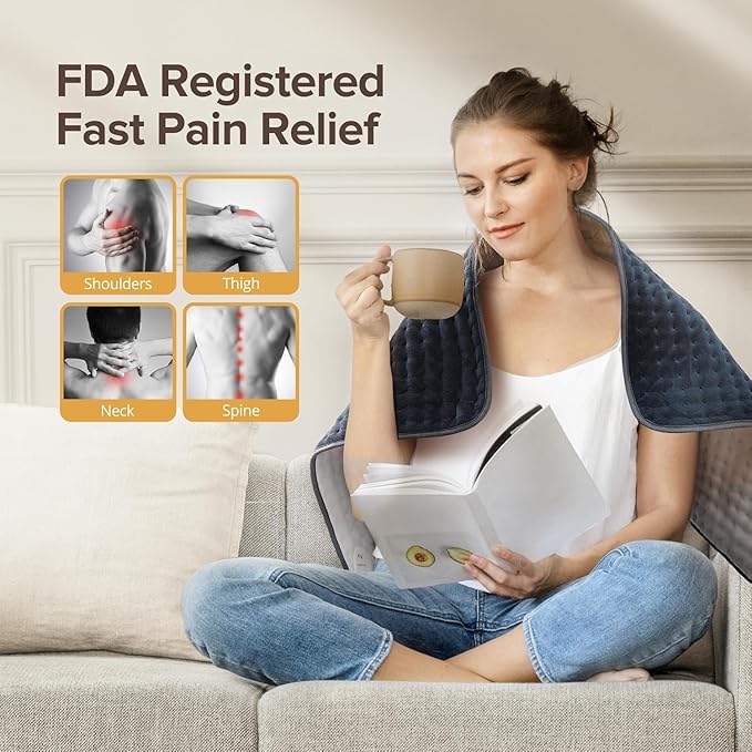 Heating Pad for Back Pain Relief, 17" x 33" Extra Large Heating Pads for Cramps,Electric Heating Pad with 6 Temperature Controller, Moist & Dry Heat, Auto Shut-Off, Soft Micro Plush, Machine Washable