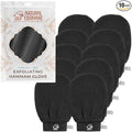 Natural Elephant Exfoliating Hammam Glove - Face and Body Exfoliator Mitt 5 and 10 Packs (Pure Black (Pack of 10))