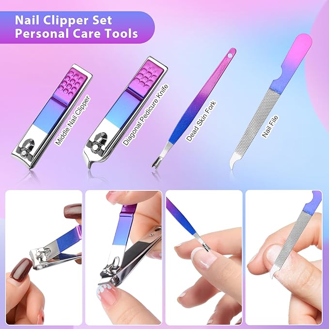 CGBE 12Pcs Manicure Set Nail Clippers Pedicure Kit Men Women Grooming kit Manicure Professional Nail Care Tools Gift with Luxurious Travel Case