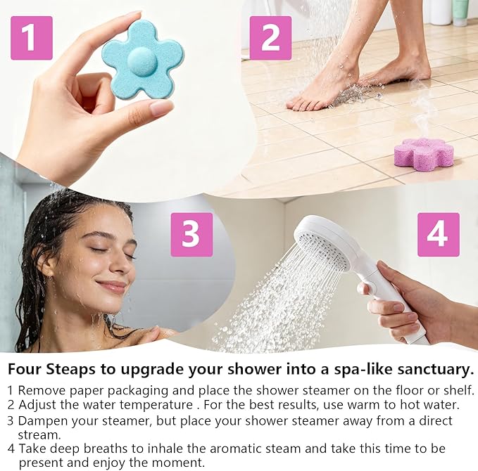 Aromatherapy Shower Steamers, Essential Oils Shower Tablets, Shower Melts, 15-Pack, 8 Assorted Scents, Mothers Day Gifts, Stocking Stuffers, Self Care Gift for Women, Mom, Her