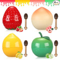 4 PCS Bee Lip Balm Lip Mask Fruit Pot,Lip Balm for Girls,Strawberry & Apple & Lemon & Peach Moisturizing Lip Sleeping Mask Overnight Lip Treatment,Small Gifts for Teen Girls,Mothers Day Gifts