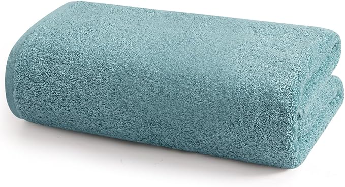 SEMAXE Blue Bath Towel, 100% Cotton Bath Towel with Hanging Loop, 55 x 27 Inch, Soft Absorbent & Quick Dry, for Bathroom & Travel