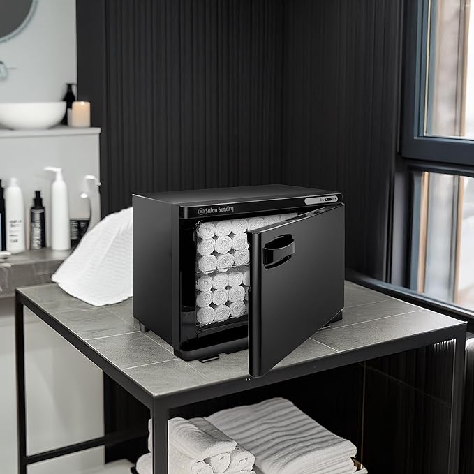 Salon Sundry Professional High Capacity Hot Towel Warmer Cabinet - Facial Spa and Salon Equipment - Black