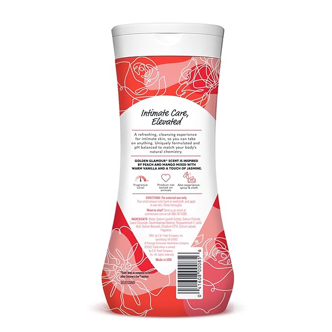 Summer's Eve Golden Glamour All-Over Daily Feminine Wash, pH-Balanced Body Wash for Women, Removes Vaginal Odor and Refreshes, 15 Fl Oz (Pack of 2)