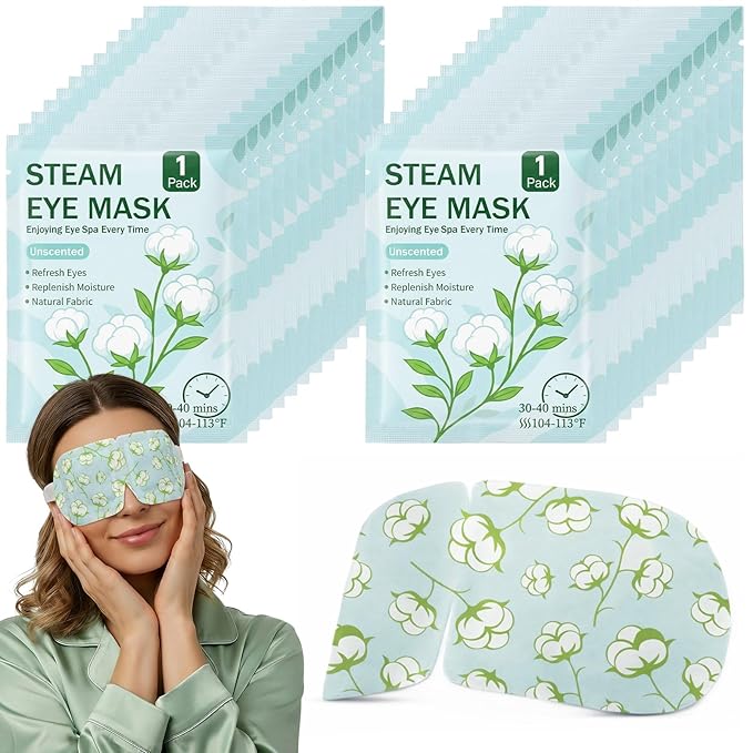 100 Pcs Steam Eye Masks for Dry Eyes Unscented Self Heated Steam Warm Eye Mask Heated Disposable Eyes Masks for Dark Circles, Puffy, Relief Stress, Fatigue Relaxation Gifts