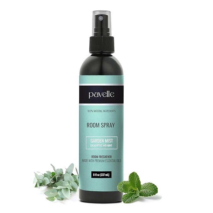 Pavelle Room Spray, 100% Natural Essential Oil Bathroom Air Freshener & Aromatherapy for Stress Relief, Long Lasting, Non Toxic, Concentrated Deodorizer, Made in the USA, Garden Mist, 8 Fl. Oz