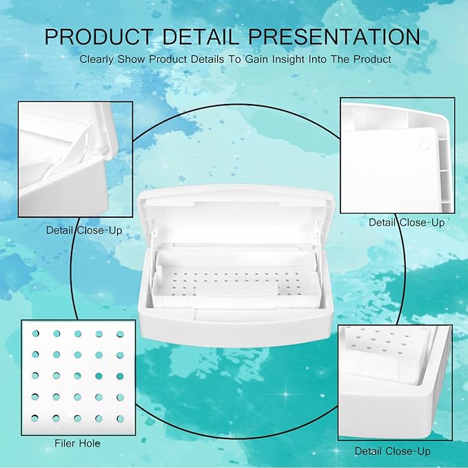 Plastic Sterilizing Tray,Tool sterilization box,Nail Tools Plastic Sterilizing Box Beauty Tool Sterilizing Tray Disin-fection Box,Tweezers,Hair Salon,Spa & Cutter Manicure Equipment-(White)