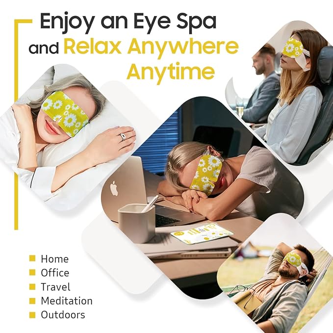 BeHoomi Steam Eye Mask, 10Packs Heated Eye Mask, Self Heating Disposable SPA Warm Compress for Eyes Sleep Mask, Travel Essentials & Relaxation Gifts for Women, Mothers Day Gifts (Chamomile Scent)