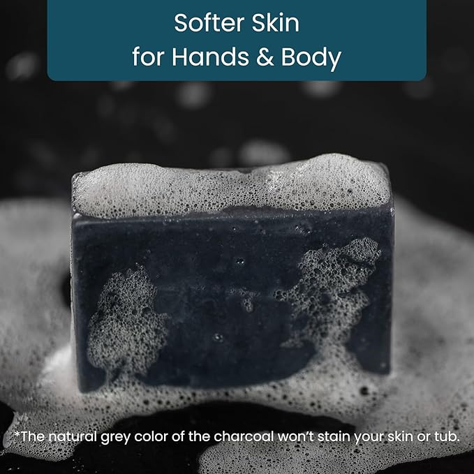 Activated Charcoal Soap Bar (3 Pack) - Goat Milk Soap for Men, Women & Kids - Natural, Handmade w/Real Milk - Dry, Sensitive Skin, Hands/Body - Premium, Gentle, No Dyes - (Large, 5oz)