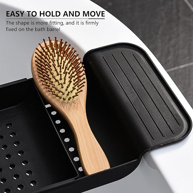 Bath Tub Tray - Stretchable, Strong Load-Bearing, Plastic, Anti-Slip Design - Ultimate Bathtub Caddy Tray(Black)