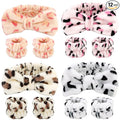 12PCS Spa Headband and Wristbands for Face Washing - Super Cute Soft Microfiber Makeup Headband with Highly Absorbent Elastic Bow Skincare Bands for Women and Girls