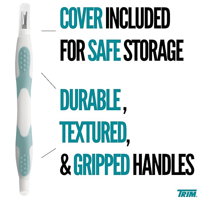 Trim Easy Hold Sure Grip Implements Cuticle Remover/Pusher, Dual Ended, Non Slip, Maximum Grip, V Tip, Cuticle Trimmer, Tool For Manicure & Pedicures, Ergonomic Design, Nail Care Essential, 1 Count
