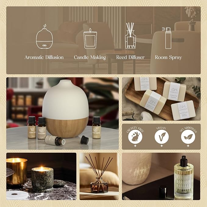 ARVIDSSON Hotel Diffuser Oils Gift Set, Hotel Essential Oils for Diffuser, Luxury Hotel Fragrance Oil Blend - Jasmine & Mint, White Tea, Citrus Bliss, M-Way, Fancy Lobby, Gift for Women and Men