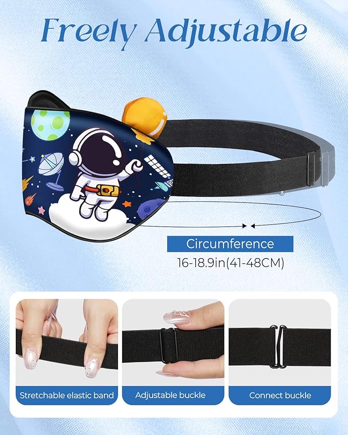Miss Adola Sleep Mask for Kids - Valentines Gift for Kids Cute Silk Eye Cover for Sleeping Kawaii Soft Eyeshade Animal Eye Blindfold with Adjustable Strap for Boys Teens, Astronaut