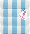 CASA COPENHAGEN Cabana Beach Towel Designed in Denmark Rough and Tough, Quick Dry, Beach, Pool, Bath & Shower 30x60 inches 4 Pieces Cotton Beach Bath Towels Set - Sky Blue