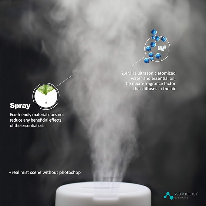 ASAKUKI Essential Oil Diffuser for Home, 300 ml Humidifier with Automatic Shut-Off, Quiet Aromatherapy Diffuser with 7 LED Lights for Living Room, Kitchen, Bedroom, Hotel, Gift for Mom - Light Brown