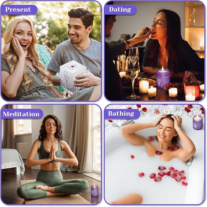 WarmEmbrace Lavender Jar Candles, 7.6 oz Purple Jar Candle, Natural Soy for Women, 80 Hour Long-Lasting Burn Scented for Birthday Home Scented - 2 Pack